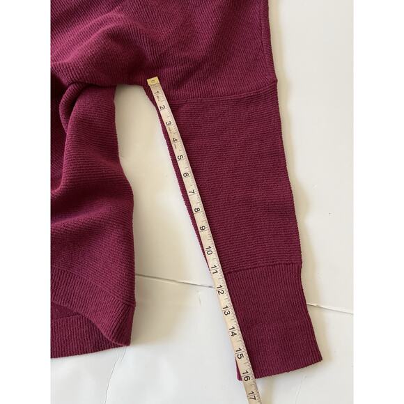 Free People Ottoman Slouchy Tunic Sweater Women XL Burgundy Red Ribbed Oversized - Picture 10 of 12